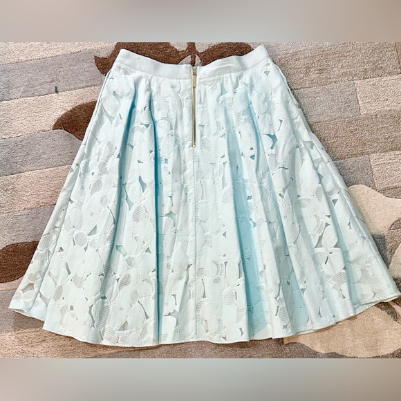 Ted Baker London Sky Blue Quinia Full Pleated Skirt Embroidered Lace & Burnout - Picture 7 of 12